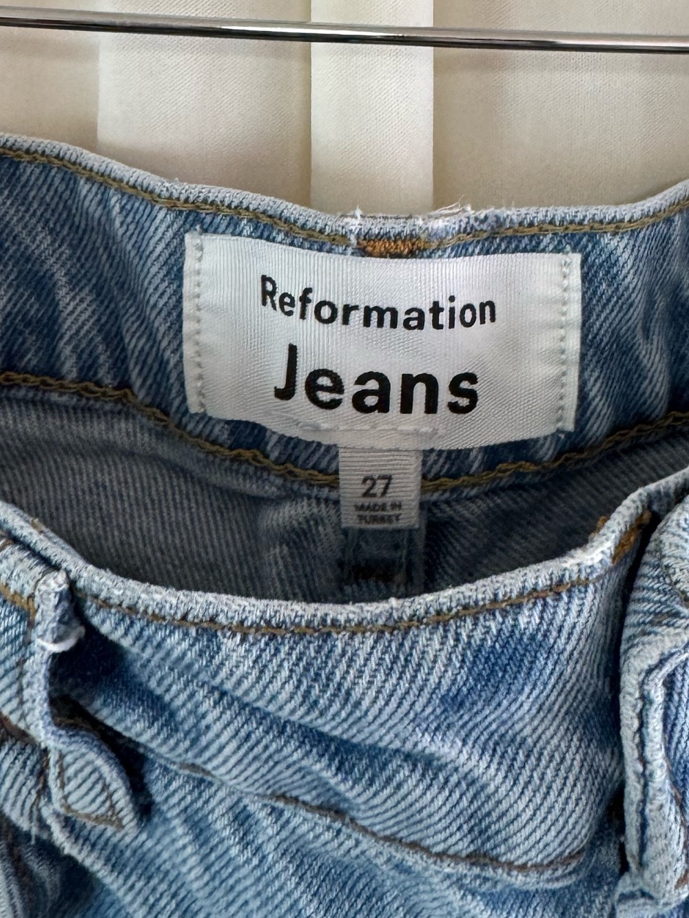 Reformation Light Blue Wilder High Rise Wide Leg Cropped Jeans - Picture 5 of 7